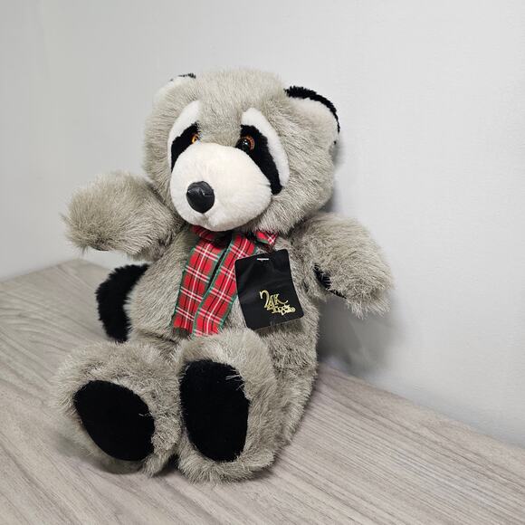 24k Polar Puff Raleigh Raccoon Plush Stuffed Animal Bow Tie Gray Wildlife NEW - Picture 3 of 9
